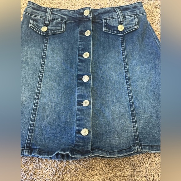 Hot Kiss Y2K Button Front Denim Mini Skirt A-Line Size 1 - Picture 3 of 5